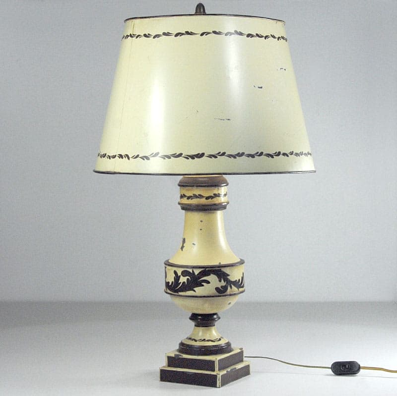 Table lamp, ivory white black, metal, Italy, 1940s. - 43422