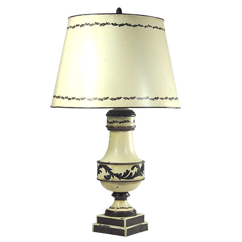 Lampa stołowa, ivory white czarny, metal, Włochy, lata 40.