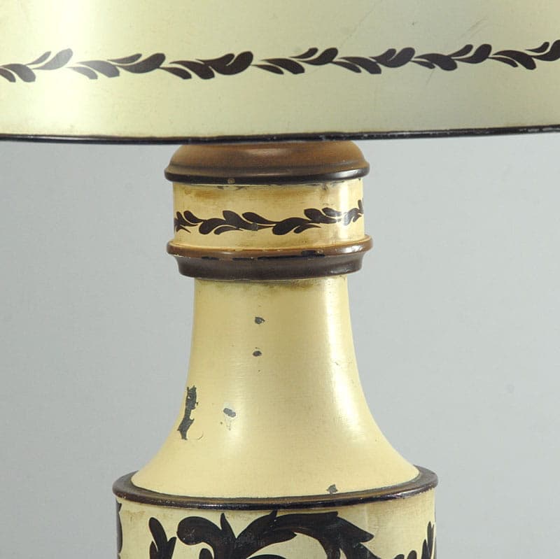 Table lamp, ivory white black, metal, Italy, 1940s. - 43423