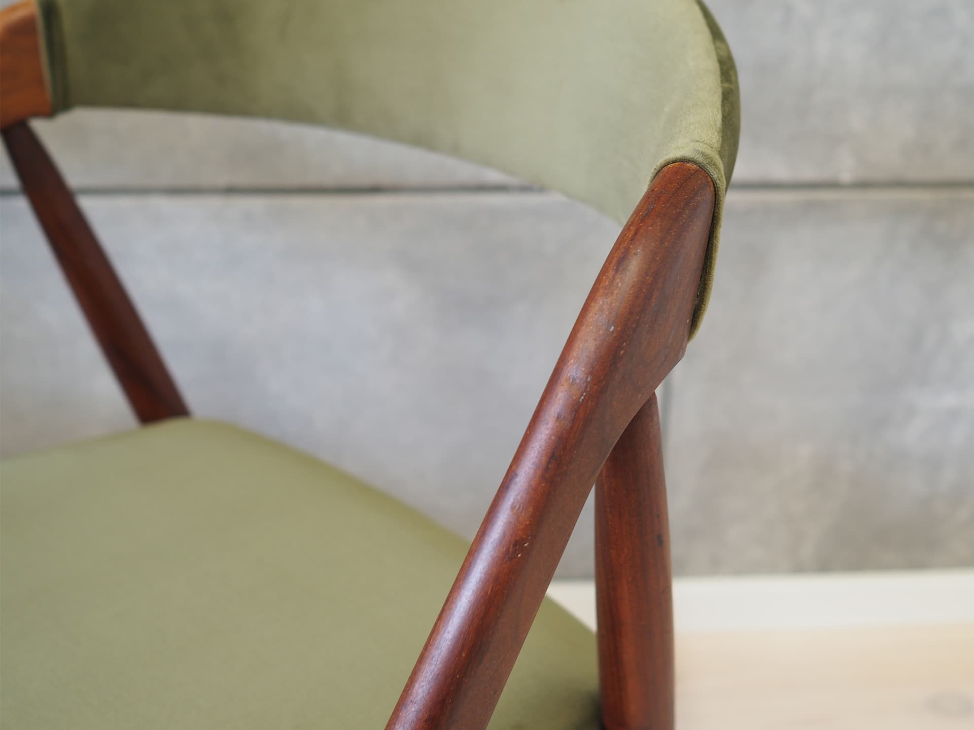 Set of four chairs, rosewood green velvet, by K. Kristiansen, Denmark, 1970s. - 50788