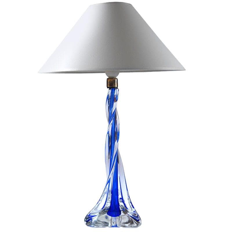 Lampa stołowa Murano, szkło kryształowe niebieski, Włochy, lata 60.