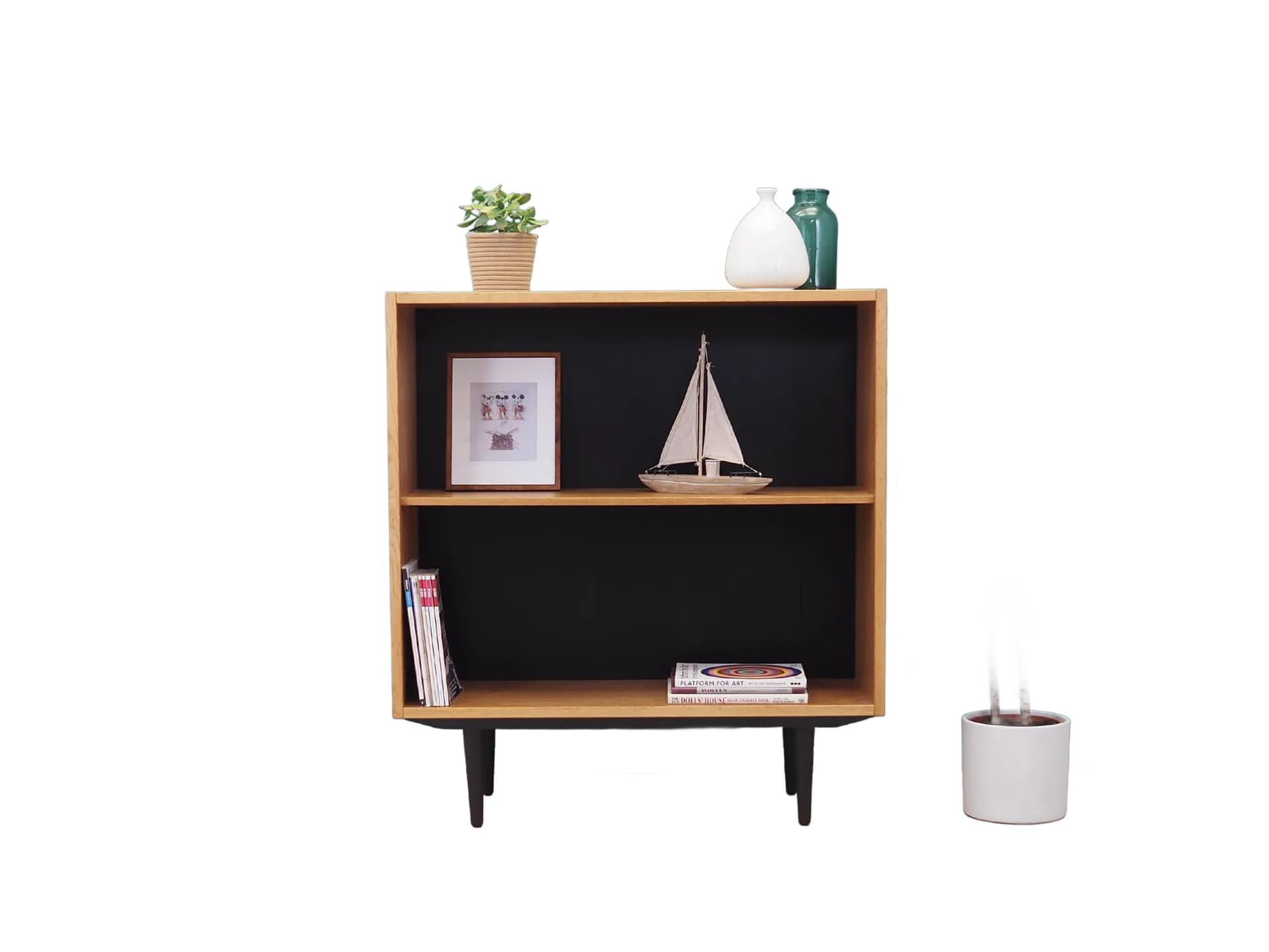 Bookcase, grey ash, Denmark, 1970s.