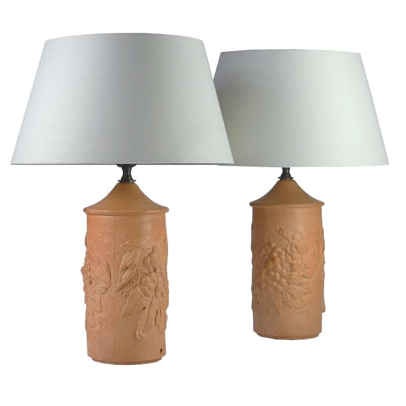 Para lamp stołowych, terakota beżowa, Włochy, XXI w.
