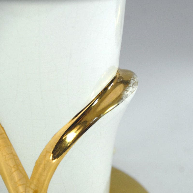 Para lamp stołowych postmodernizm, ceramika ivory white, Niemcy, lata 80. - 44158