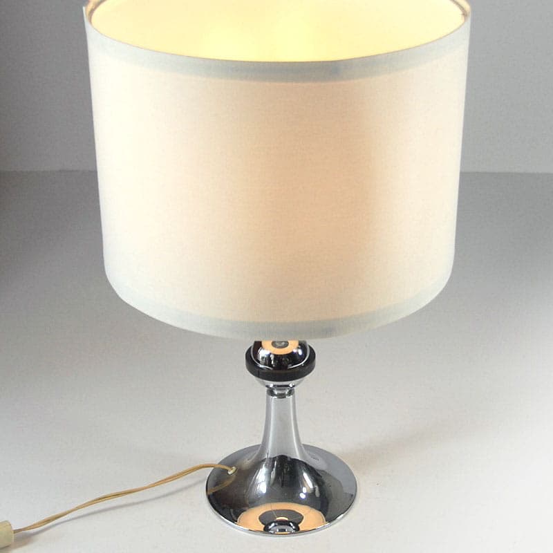 Table lamp Space Age, ivory white, chrome steel, Belgium, 1970s. - 44085