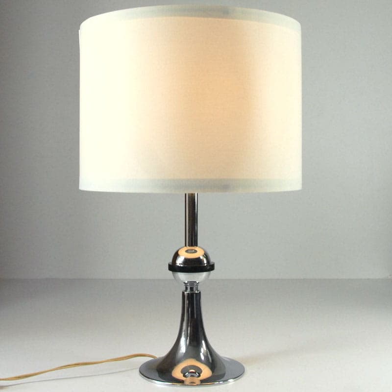 Table lamp Space Age, ivory white, chrome steel, Belgium, 1970s. - 44084