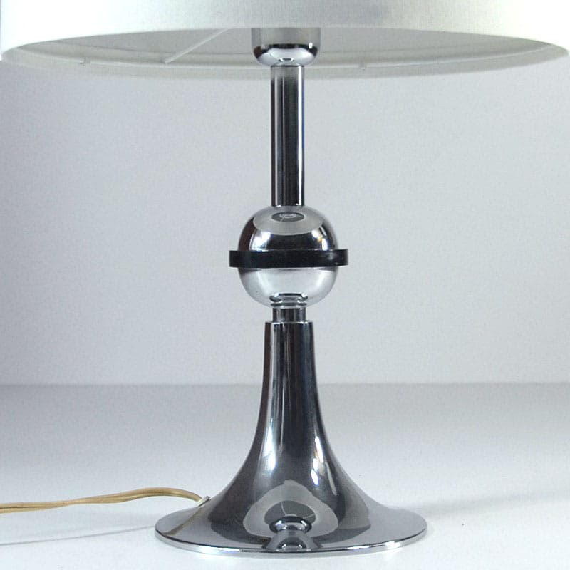 Table lamp Space Age, ivory white, chrome steel, Belgium, 1970s. - 44086