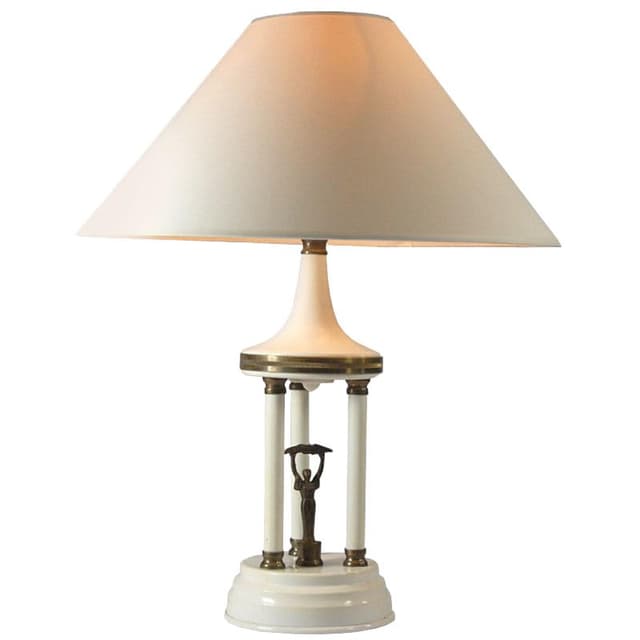 Table lamp Domet, ivory white metal, Poland, 1970s. - DIMENSION