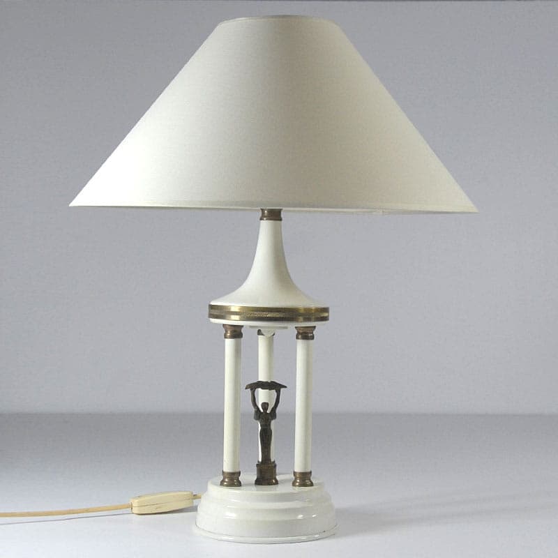 Table lamp Domet, ivory white metal, Poland, 1970s. - 44058