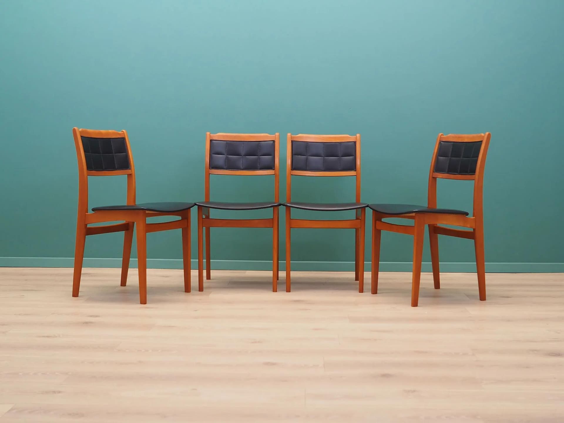 Set of Four Chairs, black beech, Denmark, 1970s - 44425
