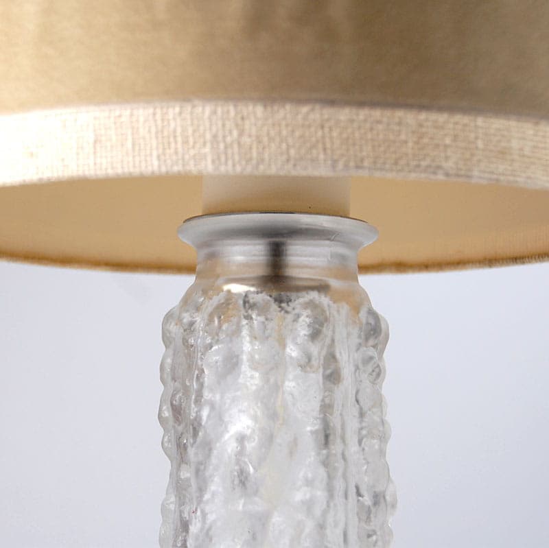 Lampa stołowa, szkło transparentne, abażur beżowy, Kamenický Šenov, Czechosłowacja, lata 60. - 44047