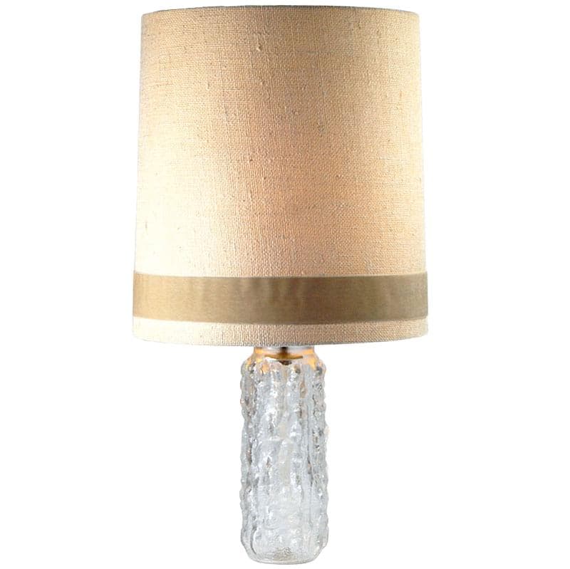 Lampa stołowa, szkło transparentne, abażur beżowy, Kamenický Šenov, Czechosłowacja, lata 60.