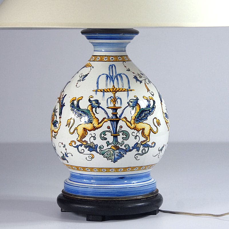 Lampa stołowa Gien, ivory white, ceramika, Francja, XIX w. - 44028