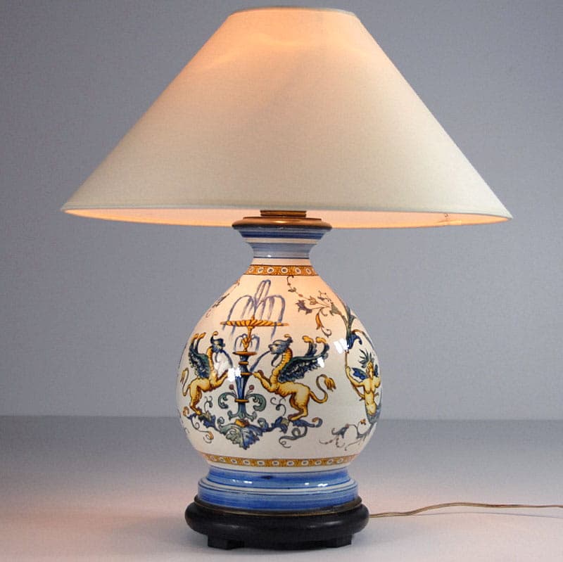 Lampa stołowa Gien, ivory white, ceramika, Francja, XIX w. - 44026