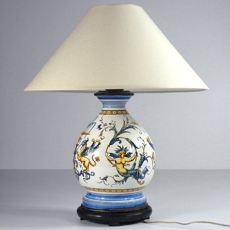 Lampa stołowa Gien, ivory white, ceramika, Francja, XIX w. - 44030