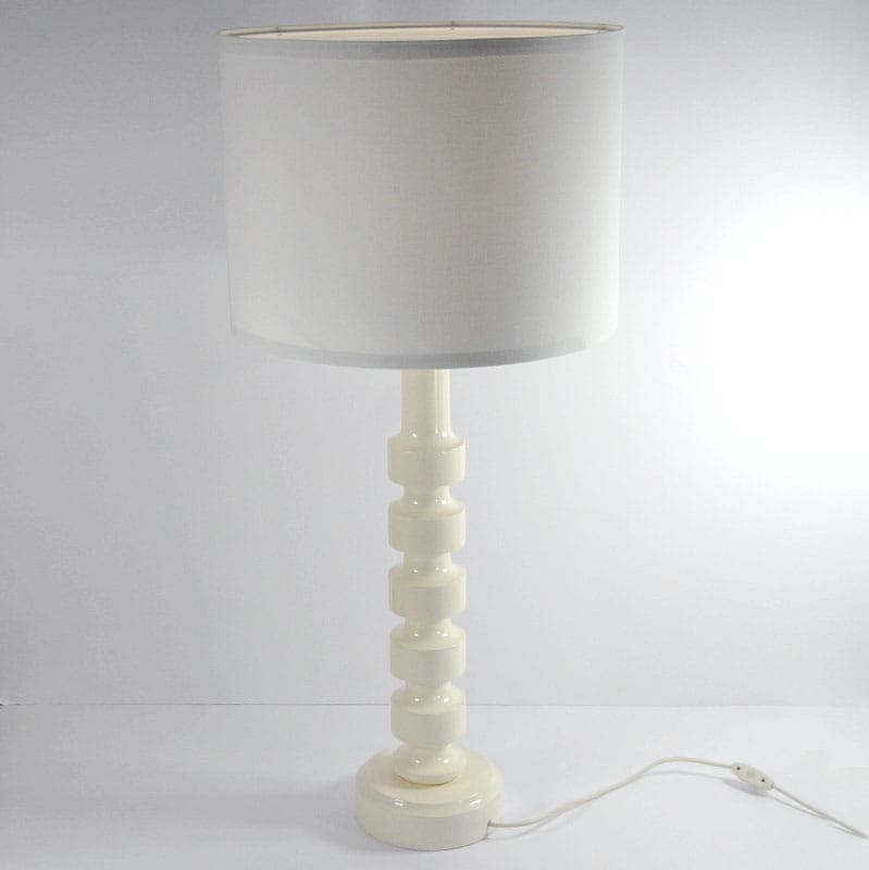 Lampa stołowa, ivory white, drewno, Niemcy, lata 70. - 44010