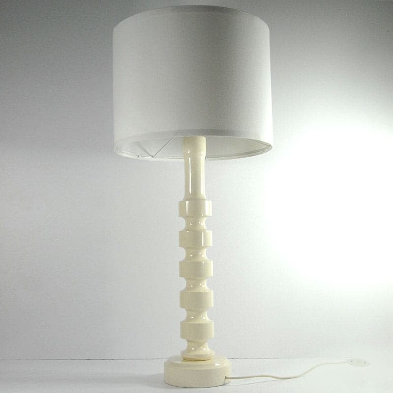 Lampa stołowa, ivory white, drewno, Niemcy, lata 70. - 44011
