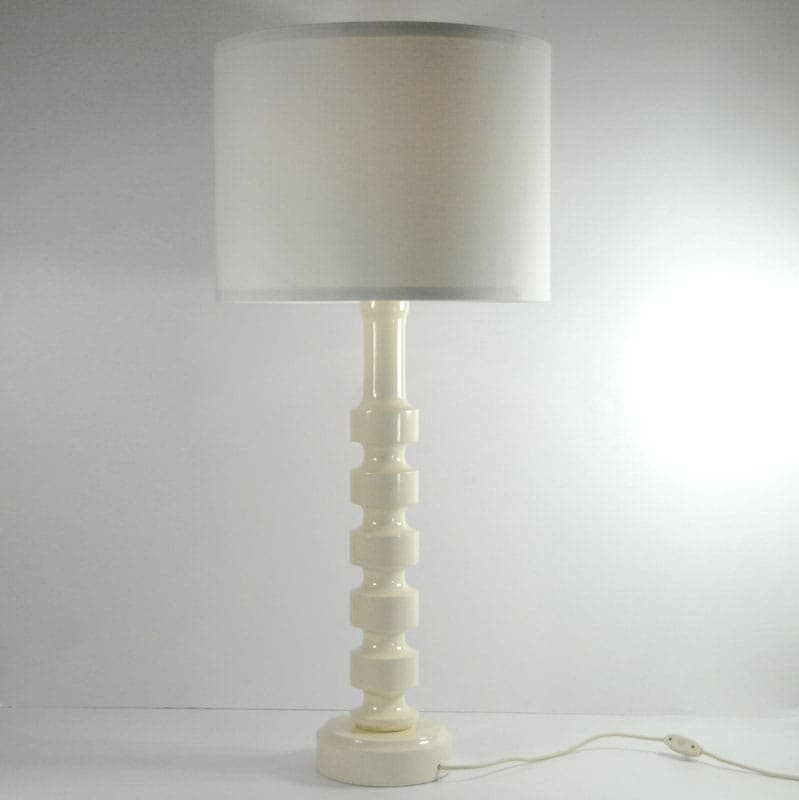 Lampa stołowa, ivory white, drewno, Niemcy, lata 70. - 44012