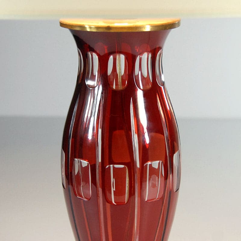 Table lamp, red crystal, Denmark, 1940s. - 44004