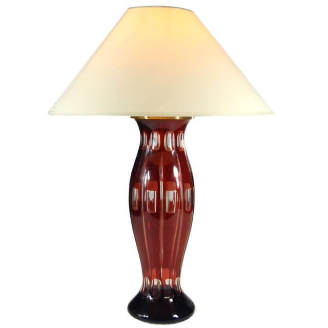 Table lamp, red crystal, Denmark, 1940s. - DIMENSION