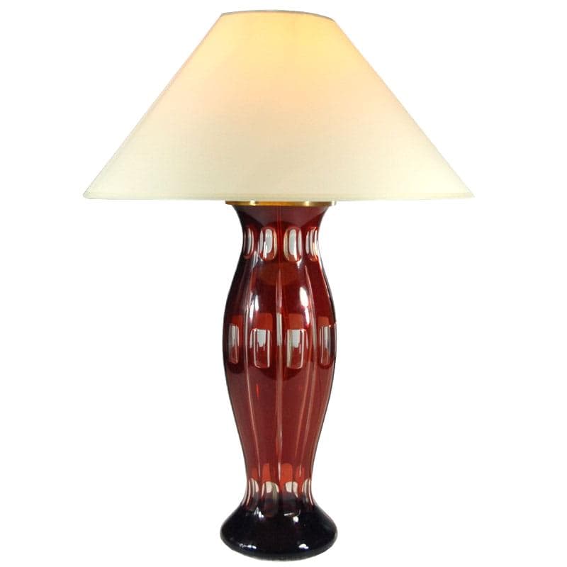 Lampa stołowa, kryształ czerwony, Dania, lata 40.