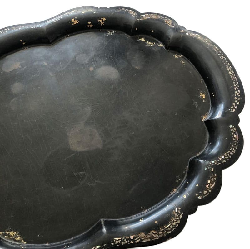 Czarna taca papier-mâché, dla Jennens & Bettridge, Wielka Brytania, poł. XIX w. - 4529