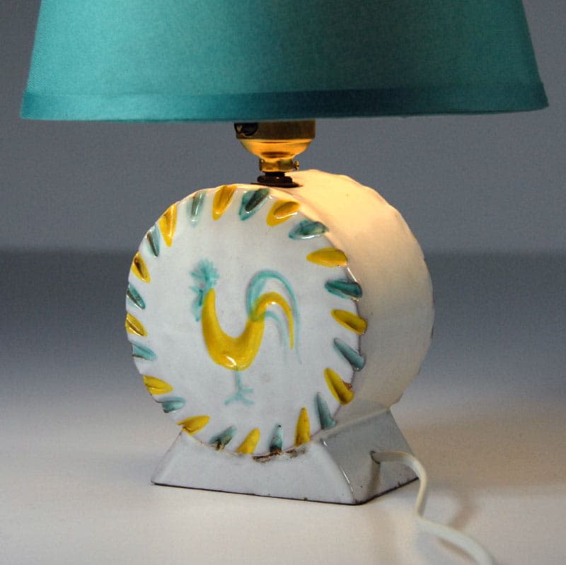 Lampa stołowa, ceramika biała, Włochy, lata 60. - 43977