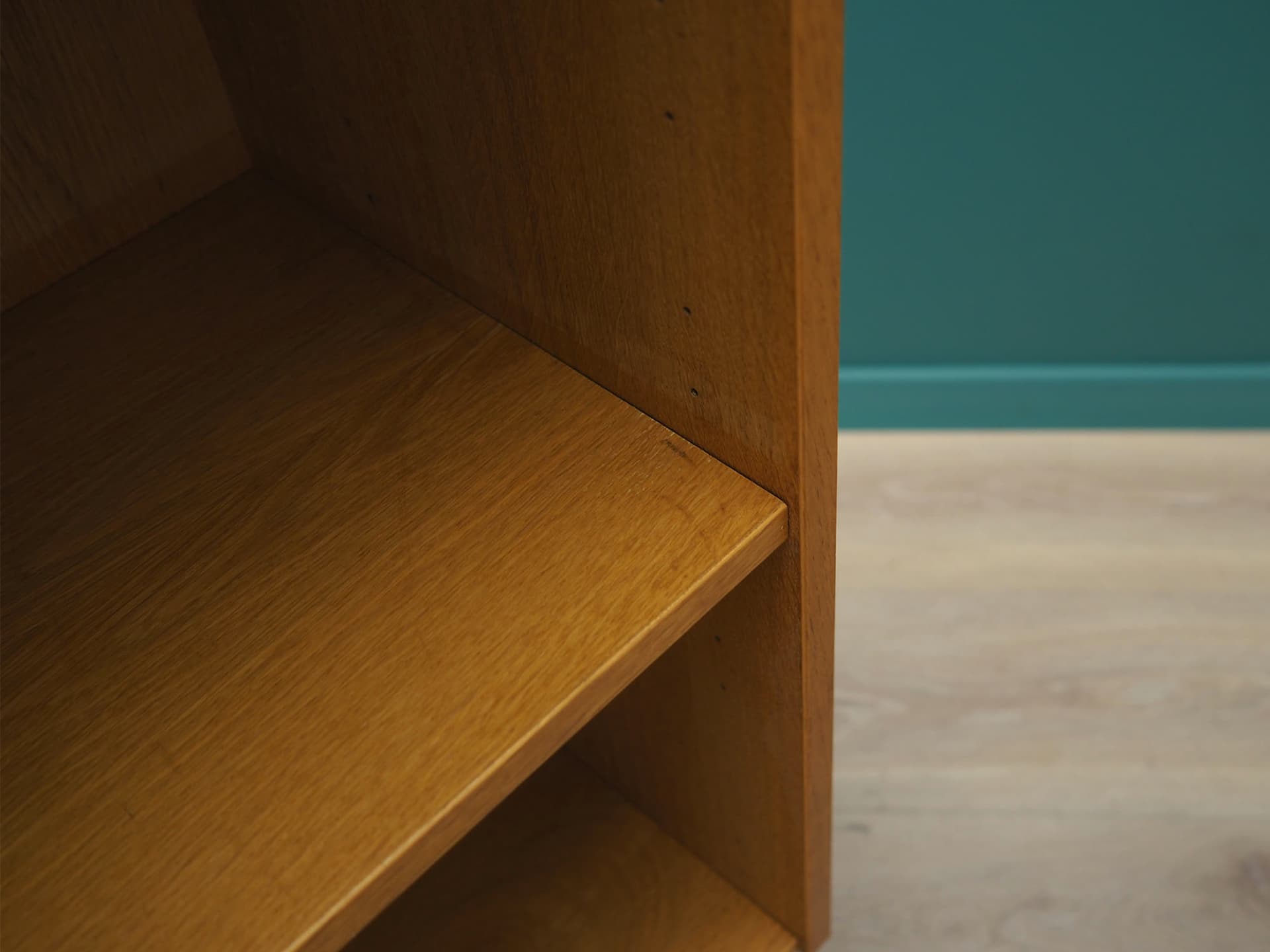 Bookshelf, brown ash, black wood legs, Domino Møbler, Denmark, 1970s. - 50500