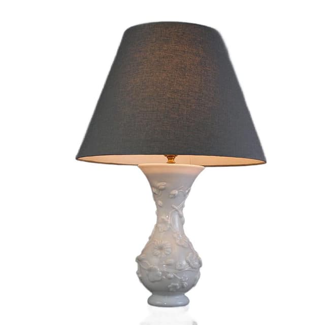 Lampa stołowa, szkło opalinowe Ivory White, Baccarat, Francja, lata 40. - WYMIARY