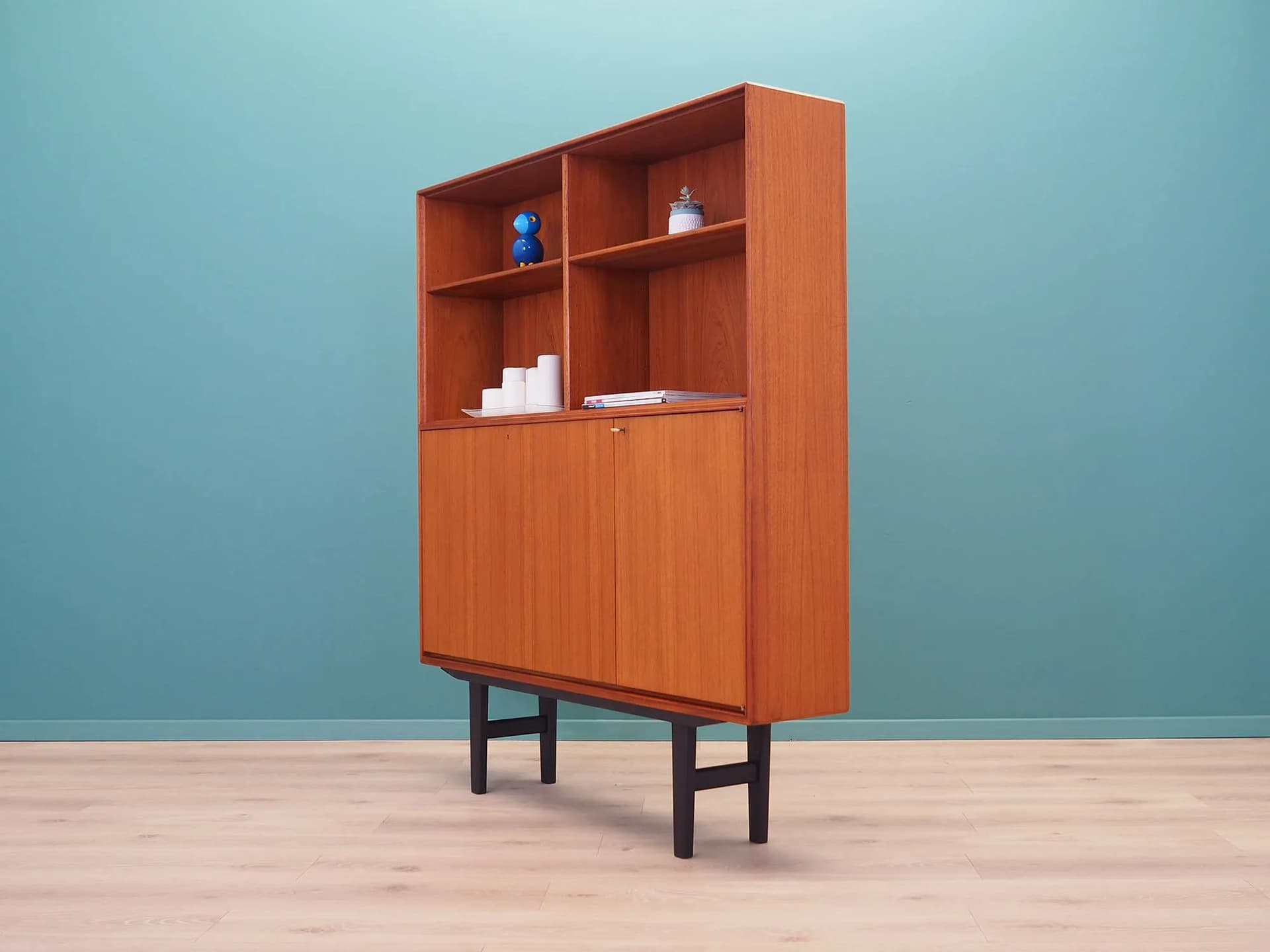 Bookcase, brown teak, by B. Fridhagen, Bodafors, Sweden, 1960s. - 44310