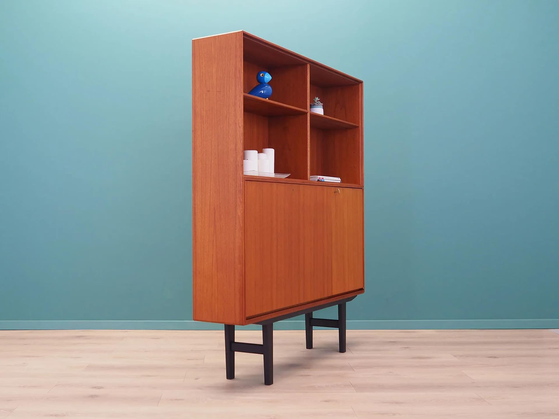 Bookcase, brown teak, by B. Fridhagen, Bodafors, Sweden, 1960s. - 44311