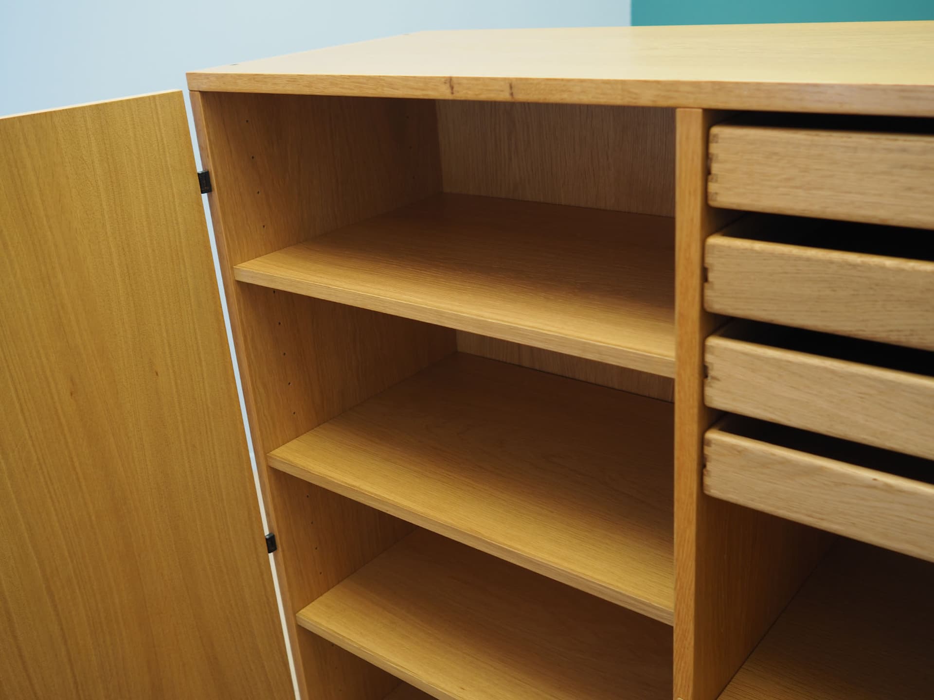 Wardrobe, brown ash, Denmark, 1970s - 50438