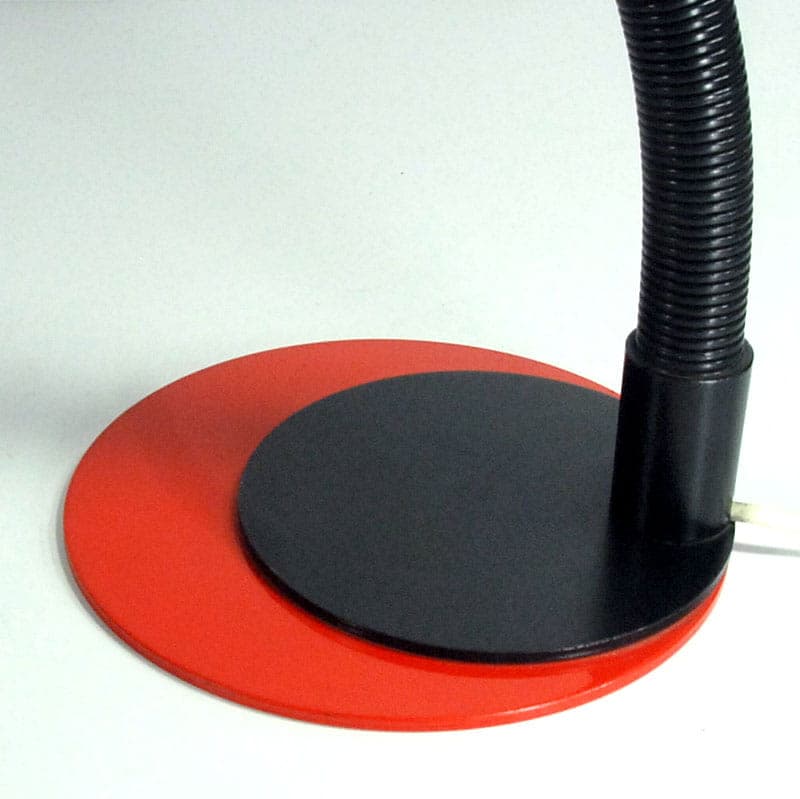 Czerwona, space age lampa biurkowa, Targetti, Włochy, lata 70. - 44465