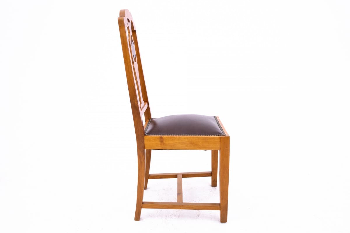 Brązowy komplet krzeseł, styl art deco, Polska, lata 40. - 47712