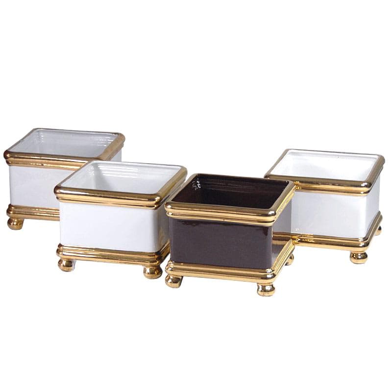 Set of cachepots Bellini, ivory white ceramics, Italy, 1970s.