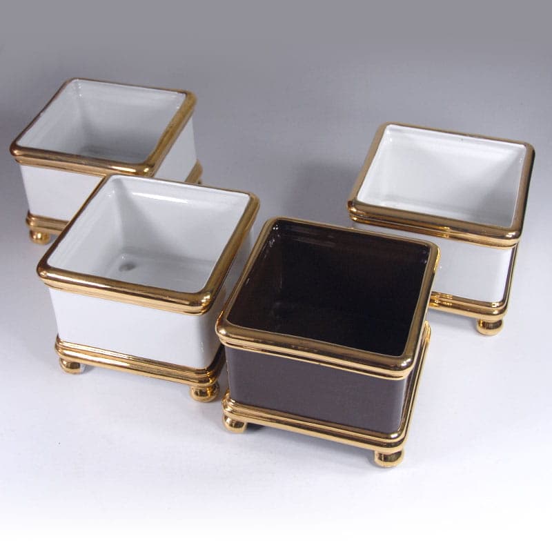 Set of cachepots Bellini, ivory white ceramics, Italy, 1970s. - 44437