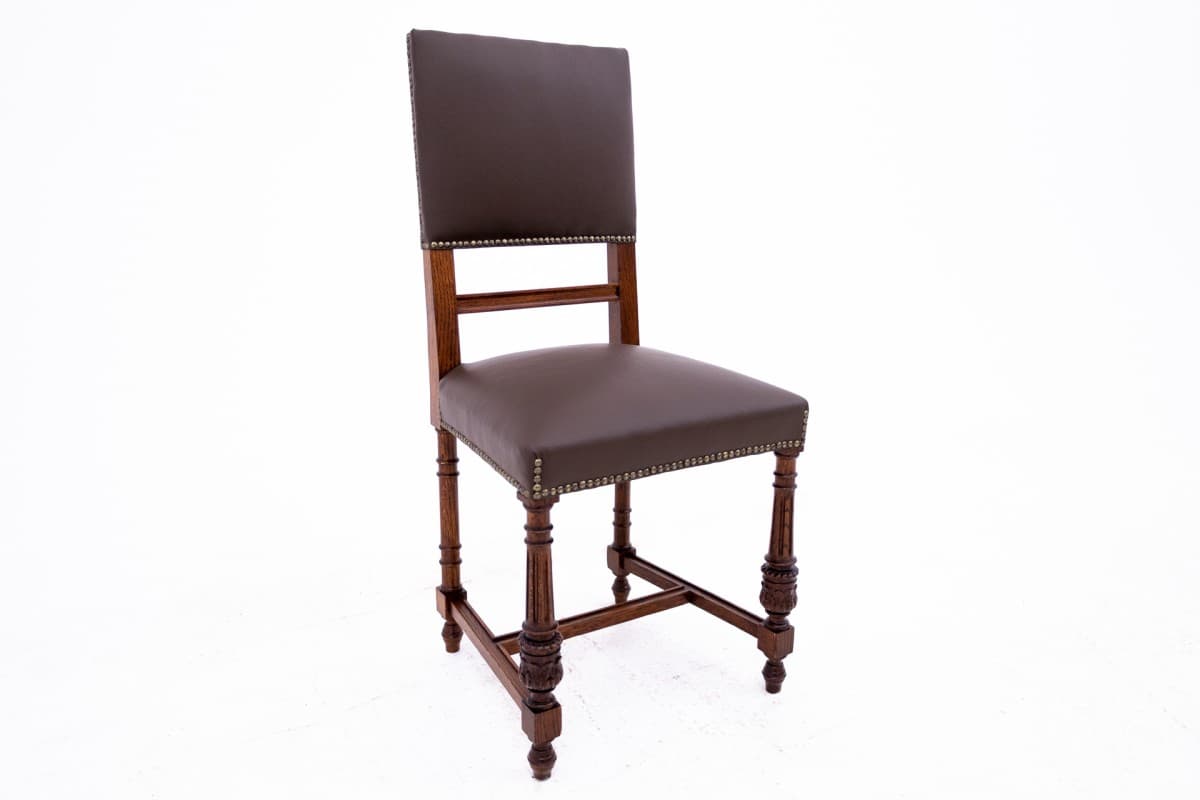 Dark Brown Set of 6 Chairs, Oak, France, 1880s - 47693