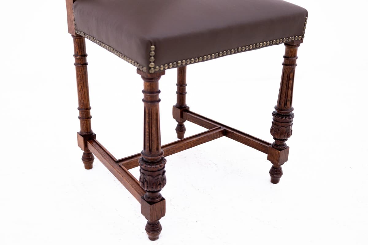 Dark Brown Set of 6 Chairs, Oak, France, 1880s - 47696