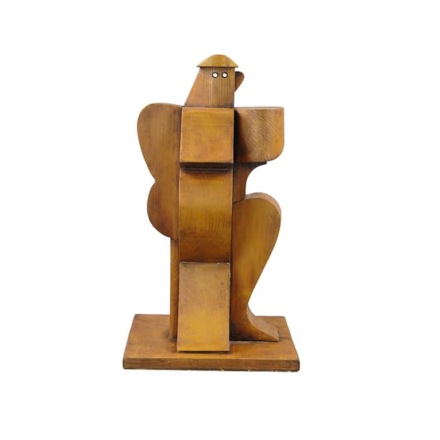 Rzeźba kubistyczna, brąz, drewno, Polska, lata 60. - WYMIARY