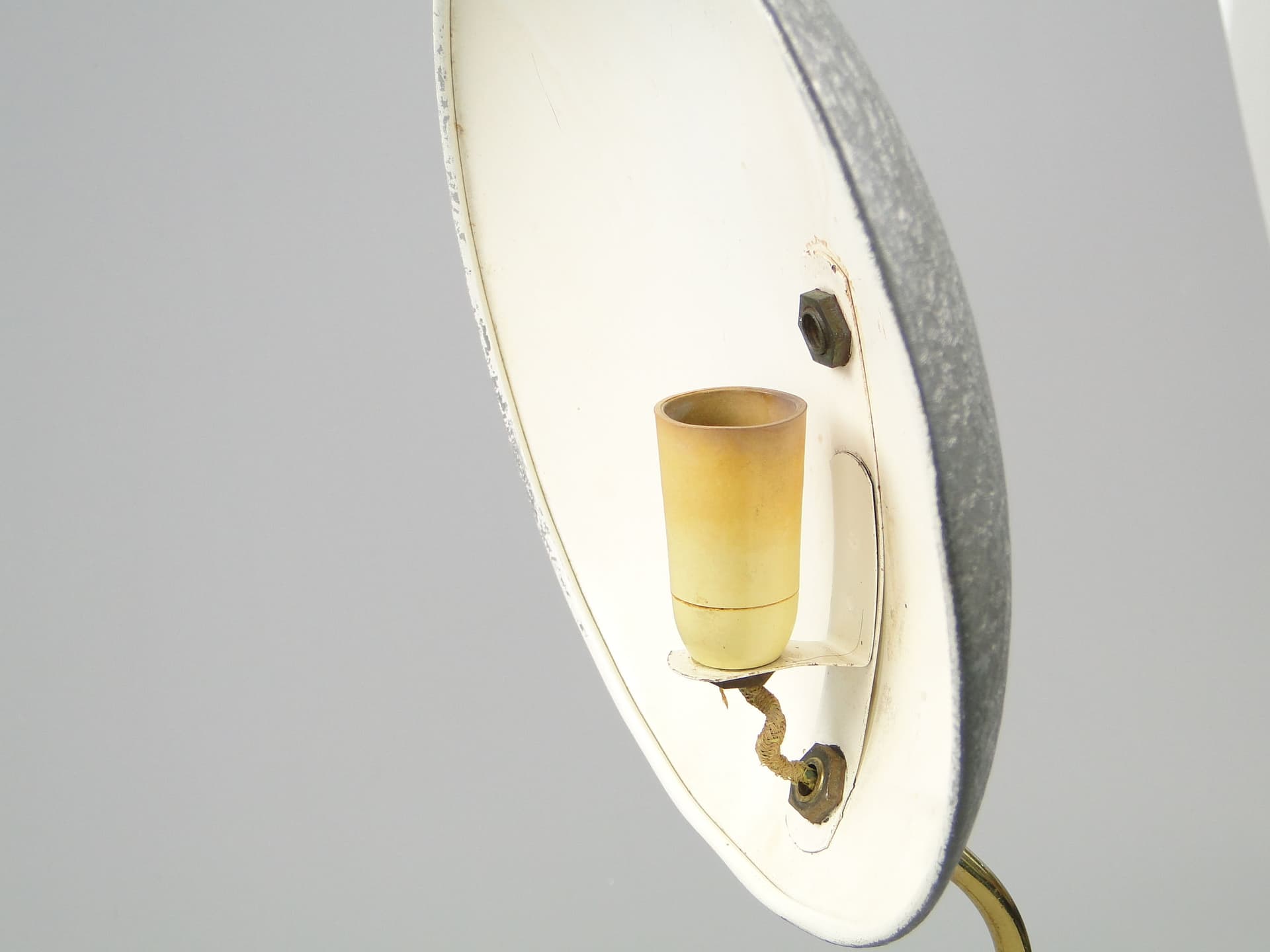 Desk lamp, silver metal, brass, Stilnovo, Italy, 1950s. - 44647