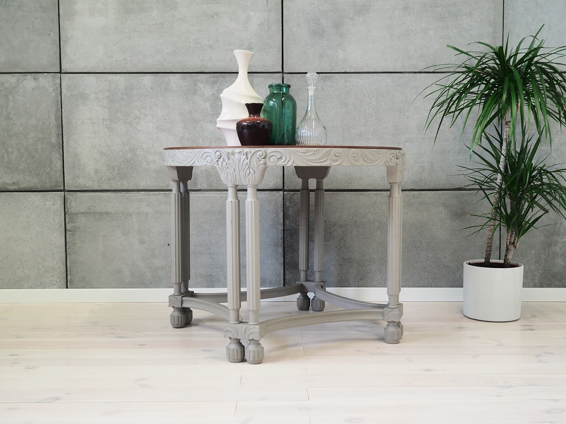 Stolik kawowy, szary, dąb, fornir mahoniowy, Dania, lata 40. - 44721