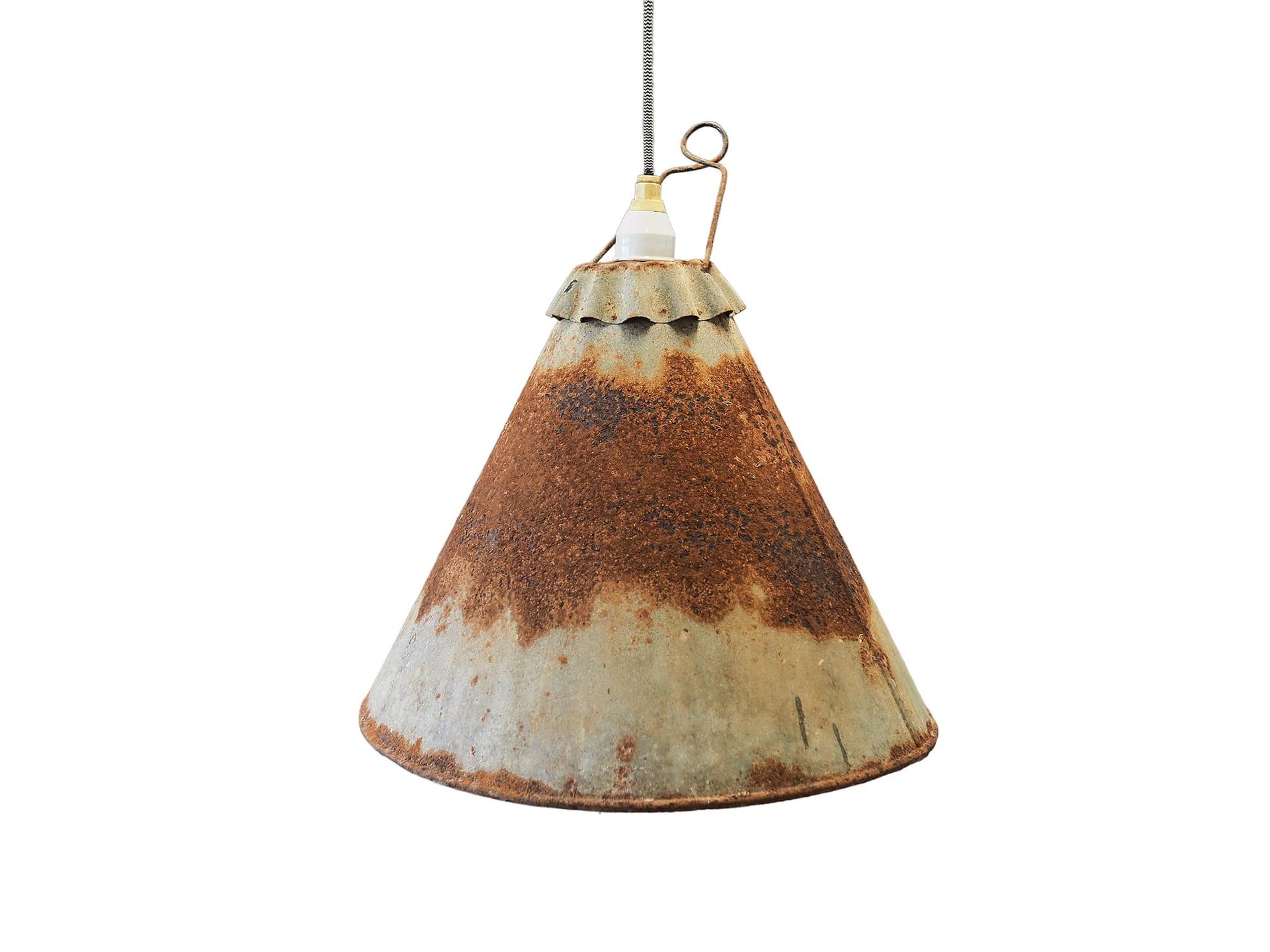 Lampa wisząca industrialna, szary, metal, Polska, lata 50. - 44709