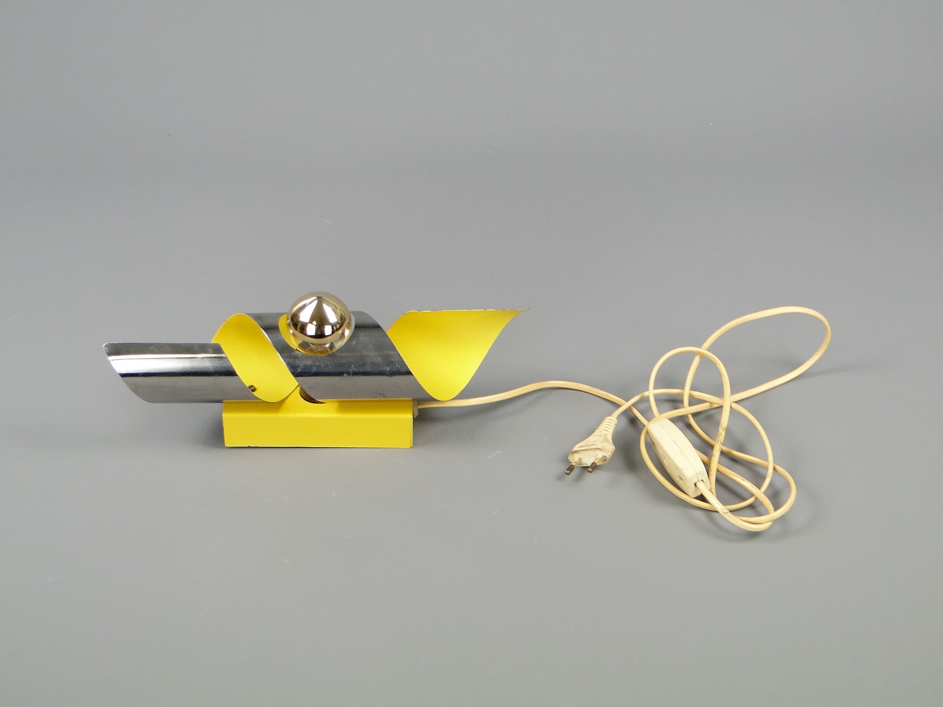Wall Lamp Type D100, silver yellow, metal, POLAM-Bielsko, Poland, 1960s - 44630