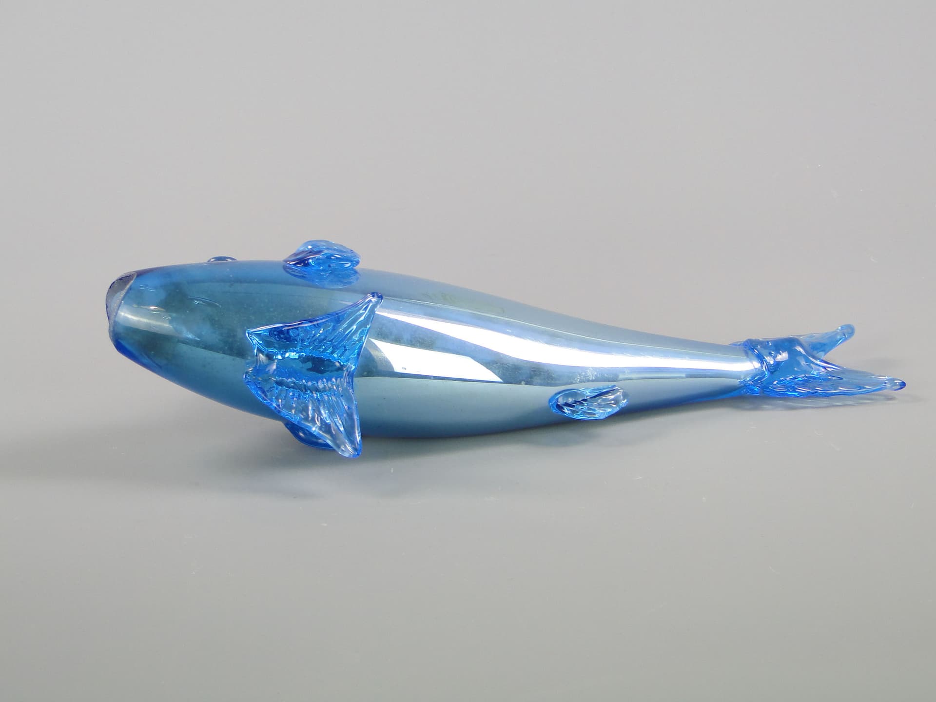 Figura ryba, błękitny, szkło, Czechosłowacja, lata 60. - 44816