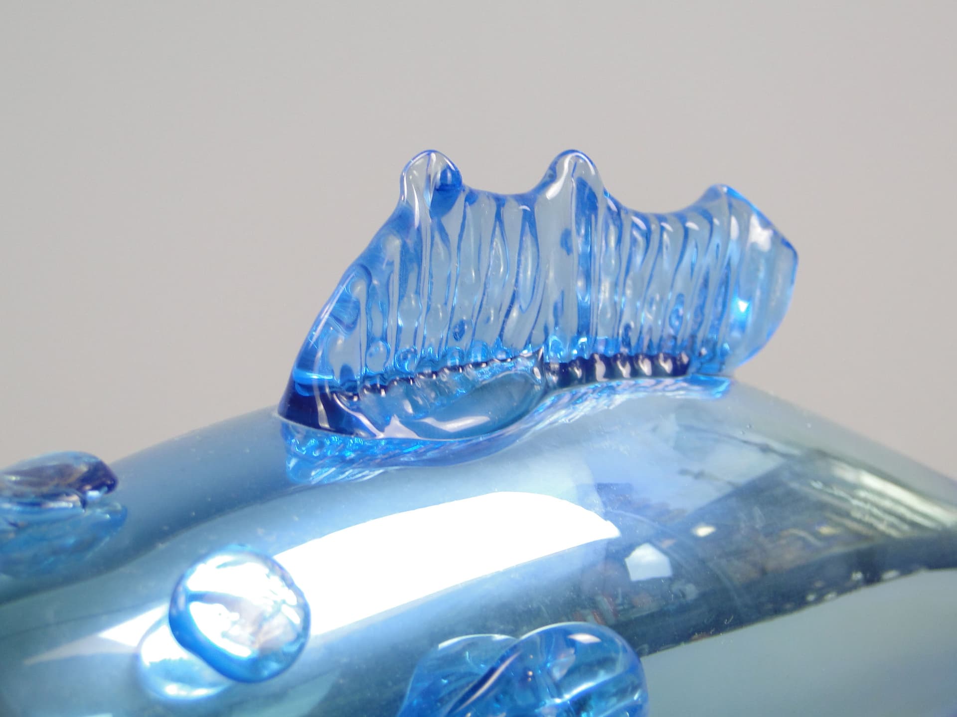 Figura ryba, błękitny, szkło, Czechosłowacja, lata 60. - 44815