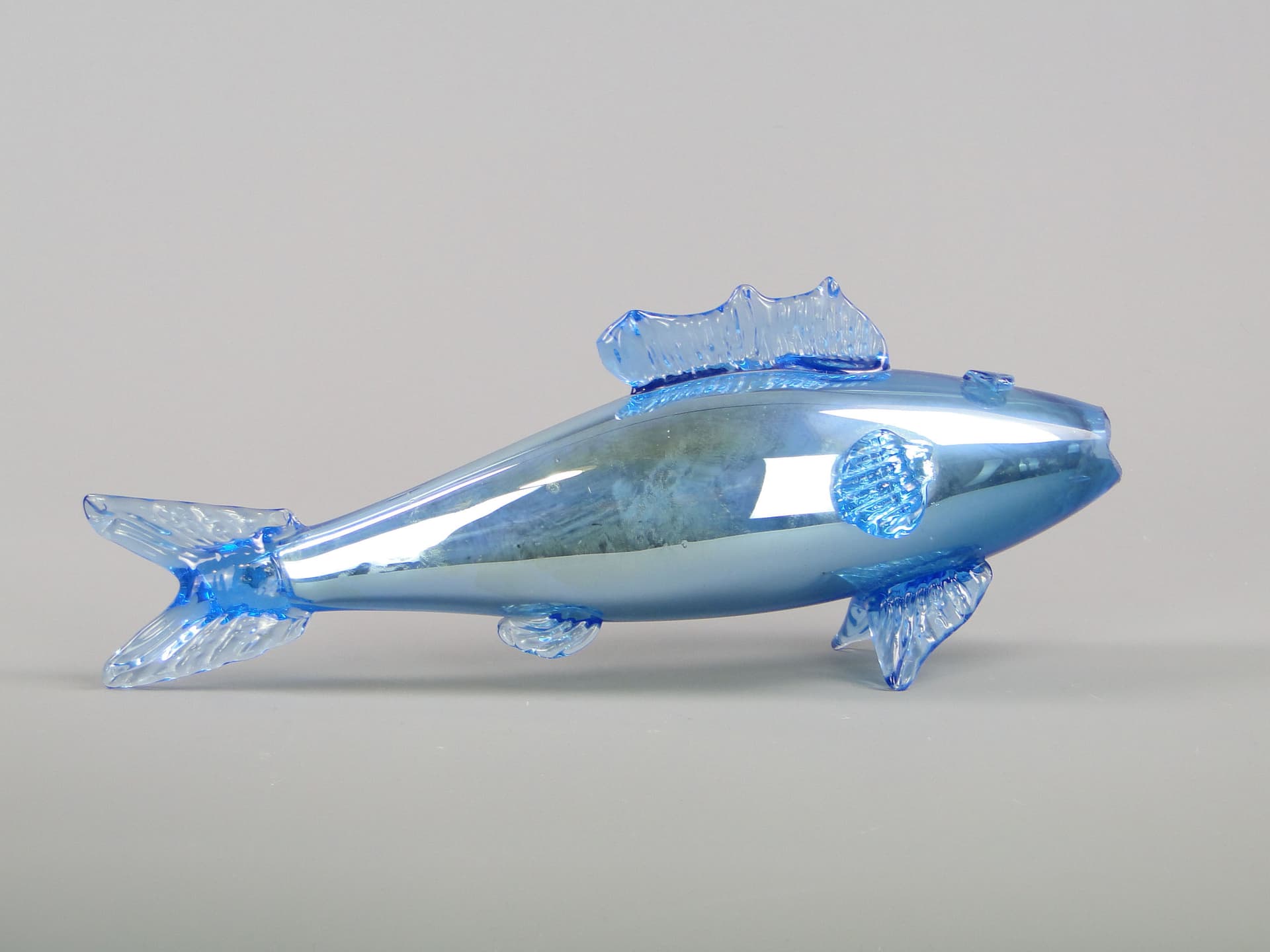 Figura ryba, błękitny, szkło, Czechosłowacja, lata 60. - 44812