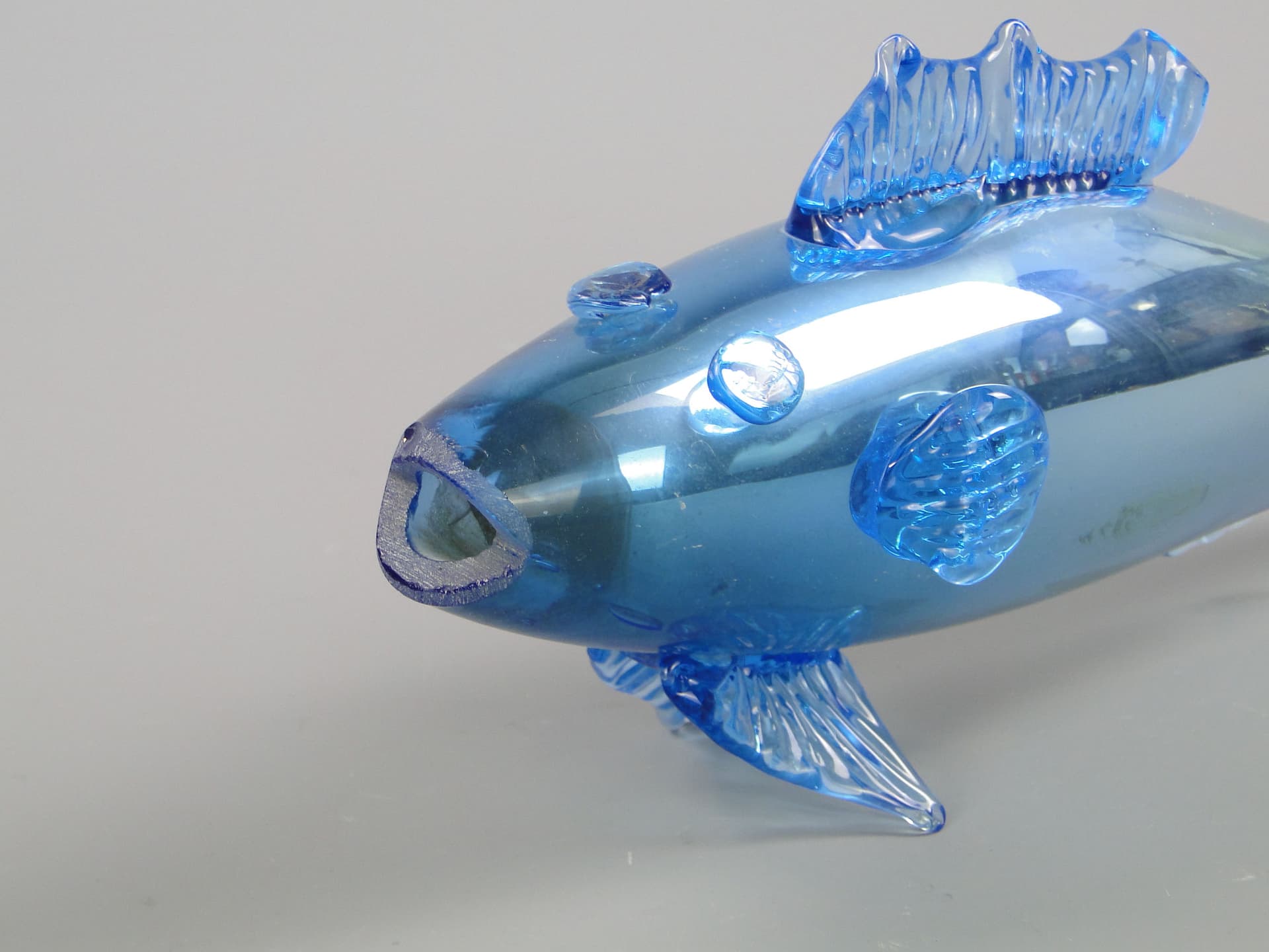 Figura ryba, błękitny, szkło, Czechosłowacja, lata 60. - 44814