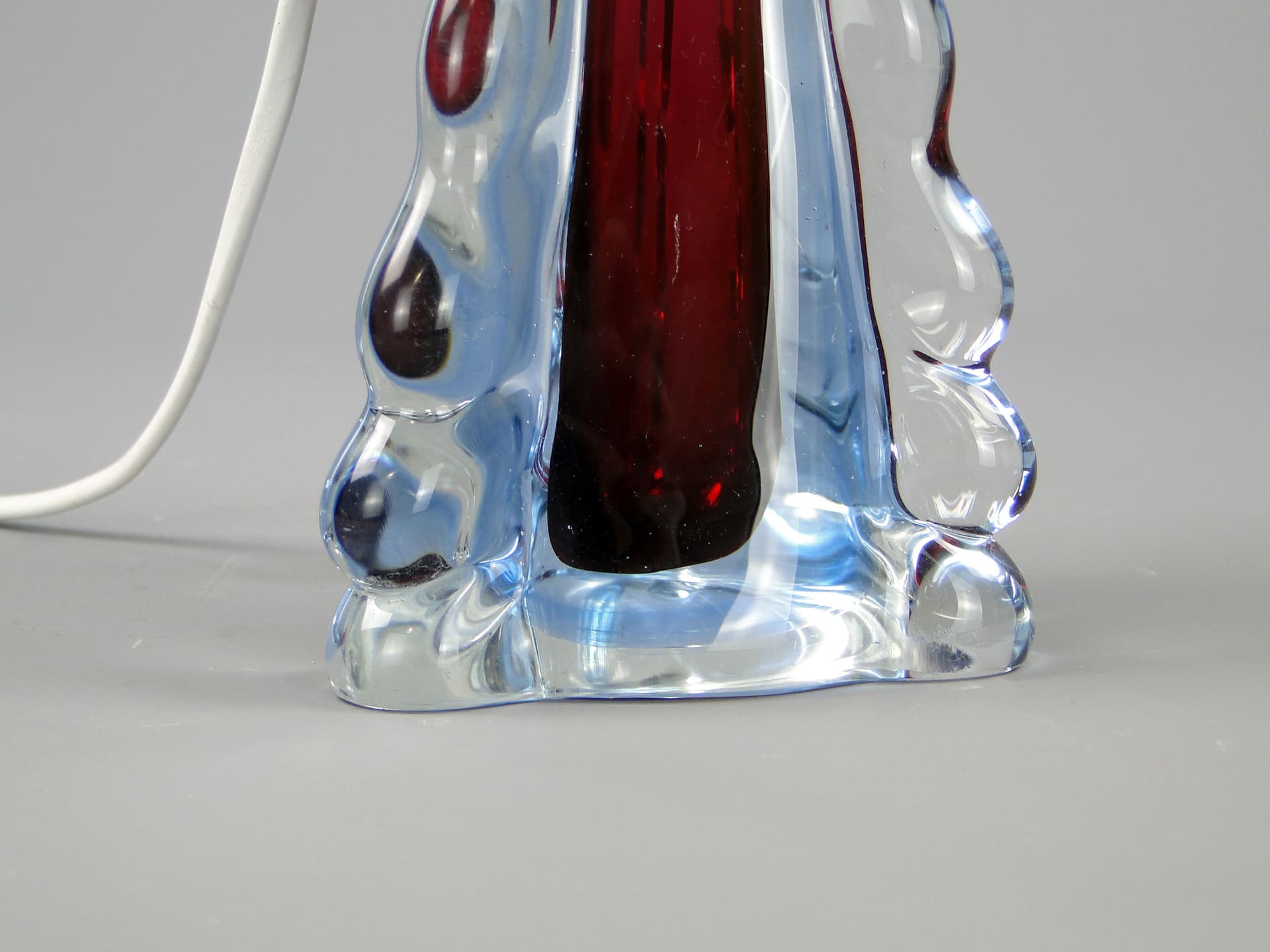 Table lamp, red glass, Val St Lambert, Belgium, 1960s. - 44802