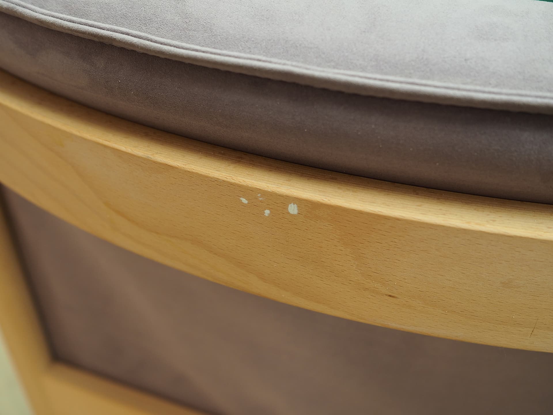 Sofa, velvet wrzosowy, buk, Dania, lata 70. - 50098