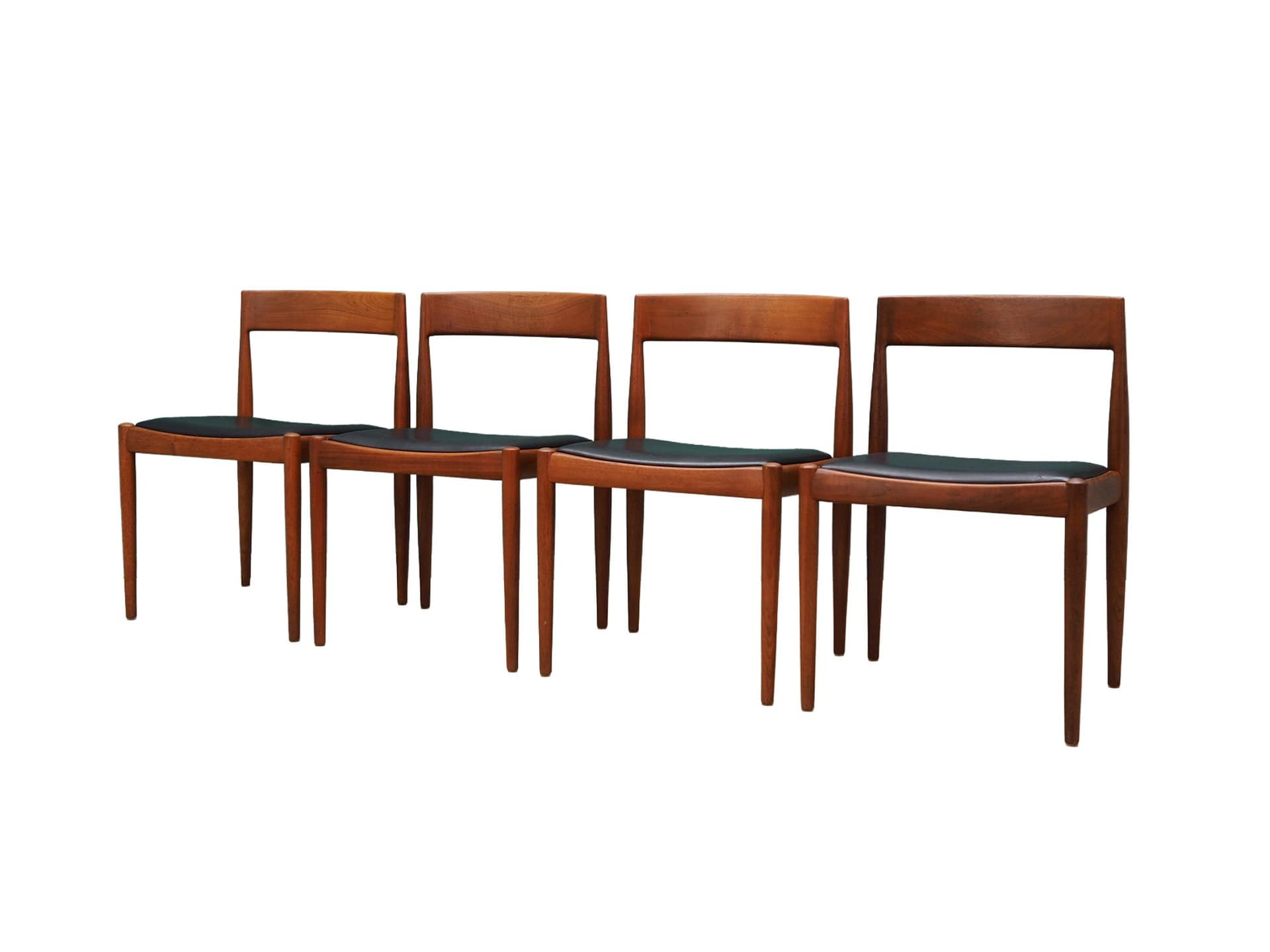 Komplet czterech krzeseł, teak czarny, proj. K. Kristiansen, dla Fritz Hansen, Dania, lata 70.